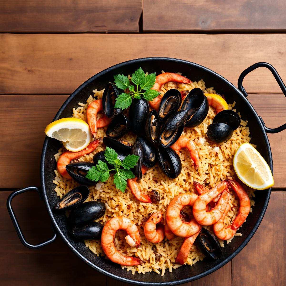 Catalan seafood paella